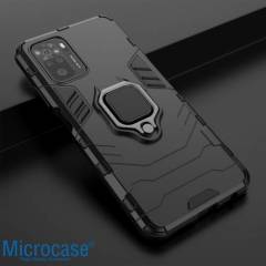 Microcase Xiaomi Redmi Note 10S Batman Serisi Yüzük Standlı Armor Kılıf - Siyah