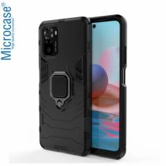 Microcase Xiaomi Redmi Note 10S Batman Serisi Yüzük Standlı Armor Kılıf - Siyah
