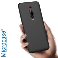 Microcase Xiaomi Redmi K20 Elektrocase Serisi Silikon Kılıf Siyah + Tempered Glass Cam Koruma (SEÇENEKLİ)