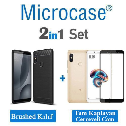 Microcase Xiaomi Redmi Note 5 Pro BrushedSilikon Kılıf+Tam Kaplar