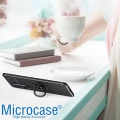 Microcase Huawei Nova 10 Focus Serisi Yüzük Standlı Silikon Kılıf - Siyah AL3363
