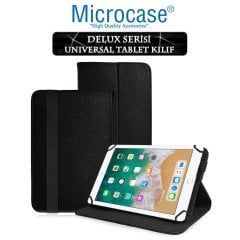 Microcase iPad 9.7 2018 Delüx Serisi Universal Standlı Deri Kılıf - Siyah + Ekran Koruma Filmi