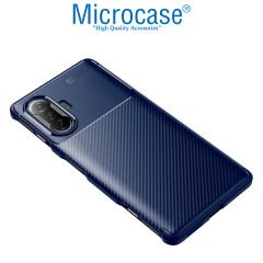 Microcase Xiaomi Poco F3 GT Maxy Serisi Carbon Fiber Silikon TPU Kılıf - Mavi