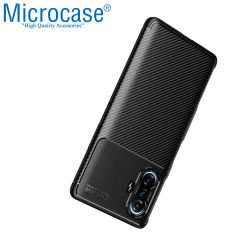 Microcase Xiaomi Poco F3 GT Maxy Serisi Carbon Fiber Silikon TPU Kılıf - Mavi