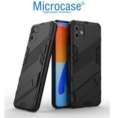 Microcase Samsung Galaxy A04 Matrix Serisi Armor Standlı Perfect Koruma Kılıf - Siyah AL3416