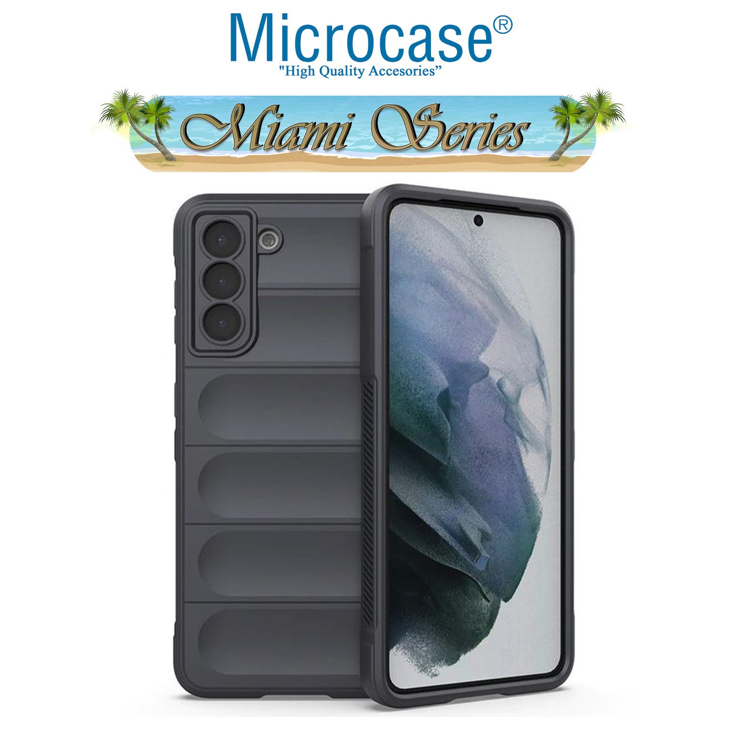 Microcase Samsung Galaxy S21 Plus Miami Serisi Darbeye Dayanıklı Silikon Kılıf - Koyu Gri