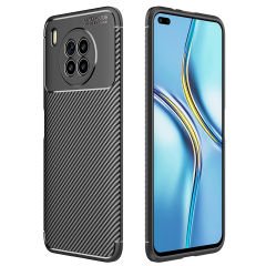 Microcase Huawei Nova 8i Maxy Serisi Carbon Fiber Silikon TPU Kılıf - Siyah