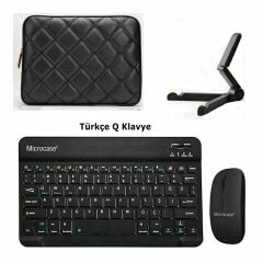 Microcase Lenovo Tab TB311FU 2025 10.1 inch Tablet için Çanta+Türkçe Bluetooth Klavye+Mouse+Tablet Standı-AL8124
