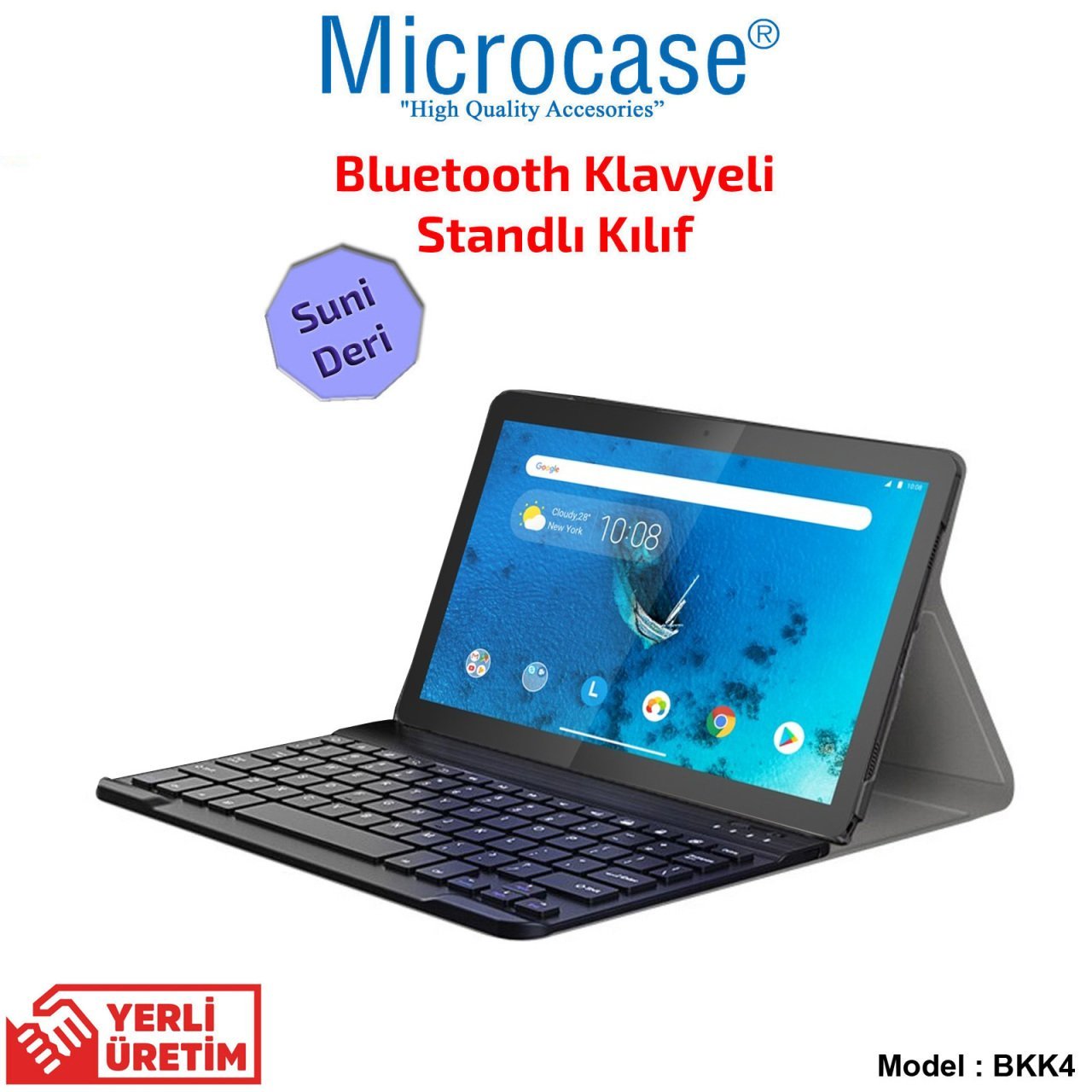 Microcase Lenovo Tab M10 TB-X306F 10.1 Bluetooth Klavyeli Standlı Kılıf - BKK4
