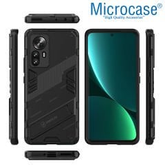 Microcase Xiaomi 12T / 12T Pro / K50 Ultra Matrix Serisi Armor Standlı Kılıf - Siyah AL3416