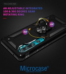 Microcase Xiaomi Mi Note 10 Anka Serisi Yüzük Standlı Armor Kılıf - Siyah
