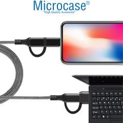 Microcase 4in1 PD 60W Lightning Type-C USB Hızlı Şarj ve Data Kablosu Örgülü 100 cm - AL3787