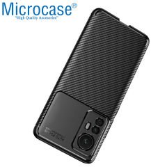 Microcase Xiaomi 12S Maxy Serisi Carbon Fiber Silikon TPU Kılıf - Siyah