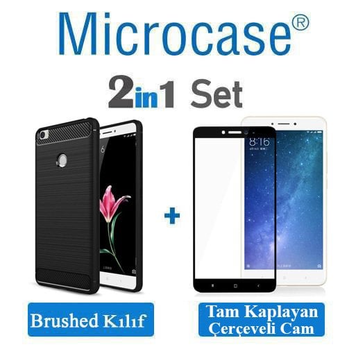 Microcase Xiaomi Mi Max 2 Brushed Silikon TPU Kılıf+Tam Kaplar