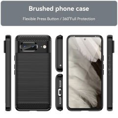 Microcase Google Pixel 8 Brushed Carbon Fiber Silikon Kılıf - Siyah AL3332
