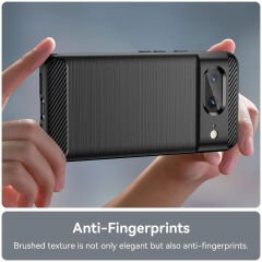 Microcase Google Pixel 8 Brushed Carbon Fiber Silikon Kılıf - Siyah AL3332