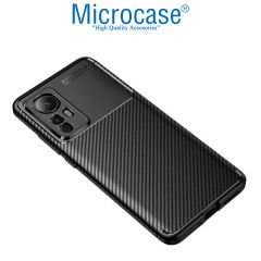 Microcase Xiaomi 12 Pro Maxy Serisi Carbon Fiber Silikon TPU Kılıf - Siyah