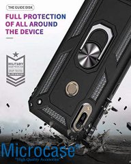 Microcase Huawei Y6S 2019 - Y6 2019 Anka Serisi Yüzük Standlı Armor Kılıf - Siyah