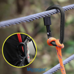Microcase Vidalı Kilitli Karabina Askı 5.5 cm - Çok Amaçlı D Tipi Kamp Anahtarlık Çanta Kampçılık Ekipman Sabitleme Kancası Siyah 3 Adet - AL5886