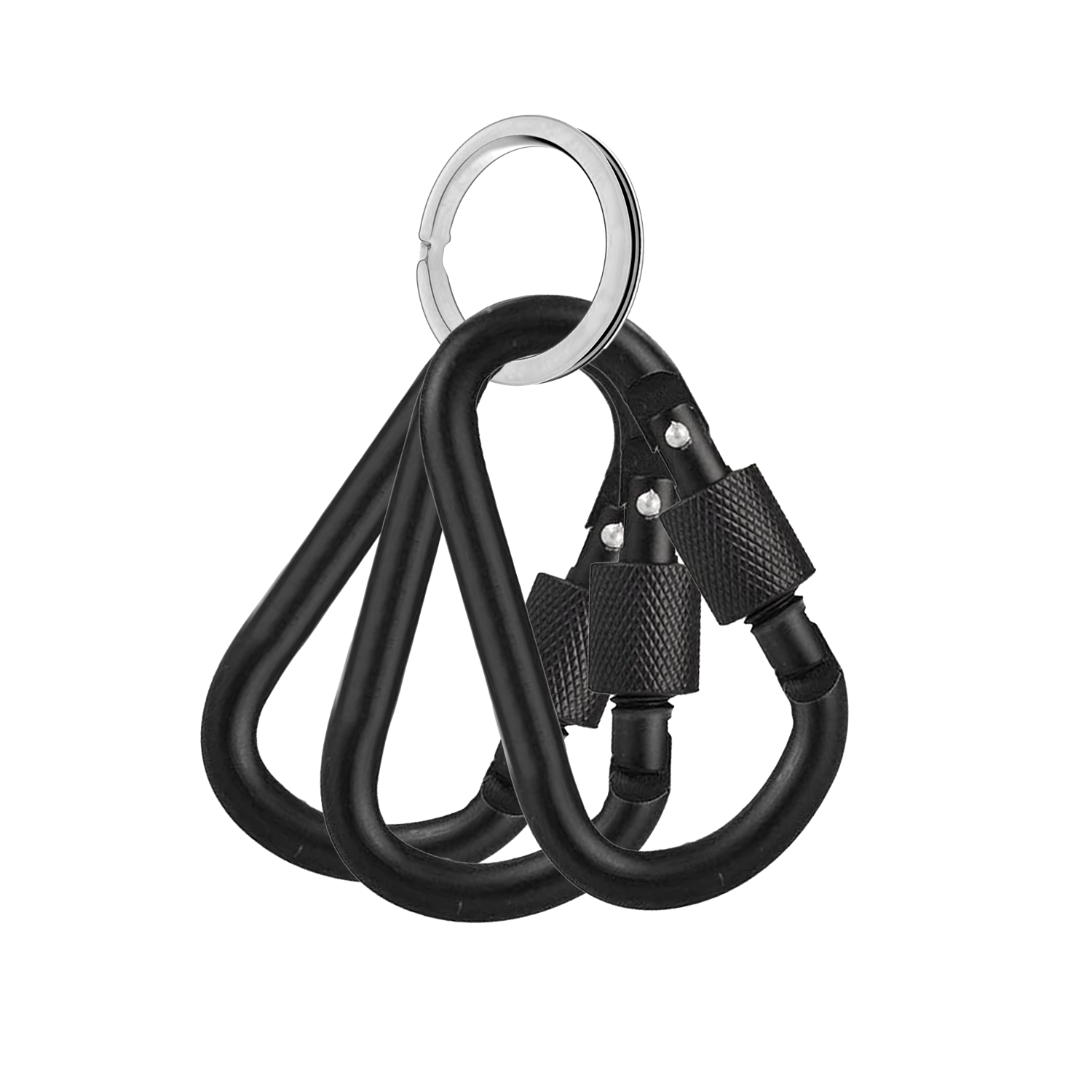 Microcase Vidalı Kilitli Karabina Askı 5.5 cm - Çok Amaçlı D Tipi Kamp Anahtarlık Çanta Kampçılık Ekipman Sabitleme Kancası Siyah 3 Adet - AL5886