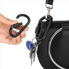 Microcase Vidalı Kilitli Karabina Askı 5.5 cm - Çok Amaçlı D Tipi Kamp Anahtarlık Çanta Kampçılık Ekipman Sabitleme Kancası Siyah 3 Adet - AL5886