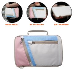 Microcase Ipad 8.Nesil 10.2 inch Tabletler için Omuz Askılı El Tutacaklı Universal Sleeve Taşıma Çantası AL4346 Pembe
