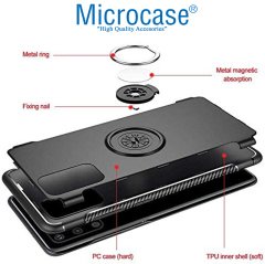 Microcase Samsung Galaxy S20 Plus Yüzük Standlı Armor Silikon Kılıf - Siyah