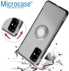 Microcase Samsung Galaxy S20 Plus Yüzük Standlı Armor Silikon Kılıf - Siyah