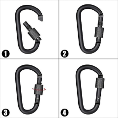 Microcase Vidalı Kilitli Karabina Askı 5.5 cm - Çok Amaçlı D Tipi Kamp Anahtarlık Çanta Kampçılık Ekipman Sabitleme Kancası Siyah 5 Adet - AL5886
