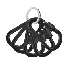 Microcase Vidalı Kilitli Karabina Askı 5.5 cm - Çok Amaçlı D Tipi Kamp Anahtarlık Çanta Kampçılık Ekipman Sabitleme Kancası Siyah 5 Adet - AL5886
