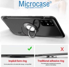 Microcase Samsung Galaxy S20 Plus Yüzük Standlı Armor Silikon Kılıf - Siyah