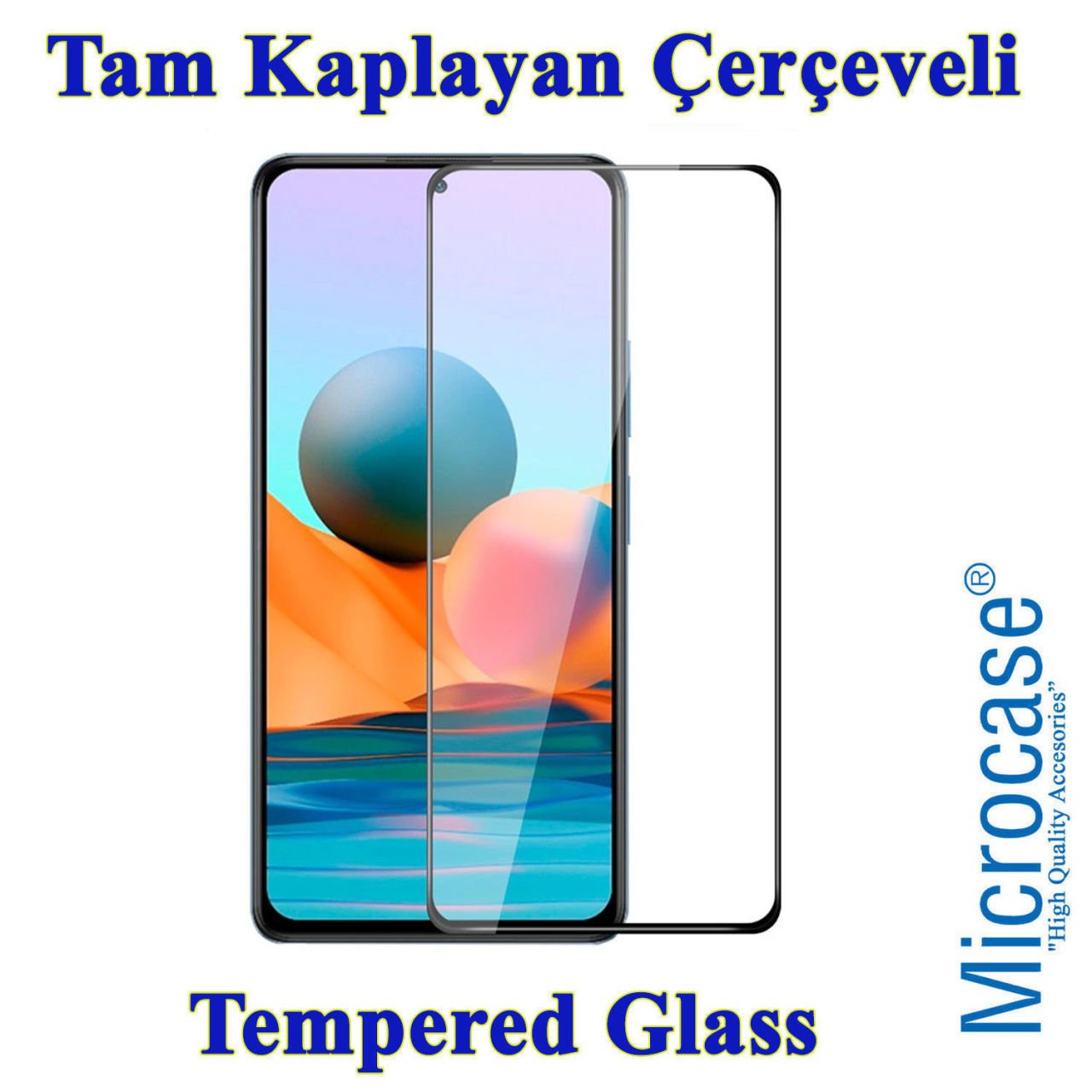 Microcase Xiaomi Redmi Note 10 Pro Tam Kaplayan Çerçeveli Tempered Ekran Koruyucu - SİYAH