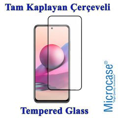 Microcase Xiaomi Redmi Note 10S Tam Kaplayan Çerçeveli Tempered Ekran Koruyucu - SİYAH