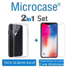 Microcase iPhone XS İnce 0.2 mm Soft Silikon Kılıf + Ekran Koruma