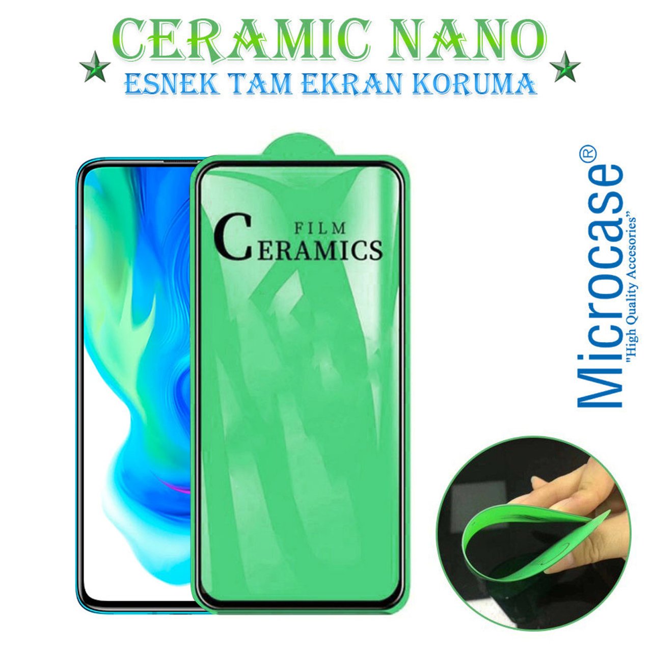Microcase Xiaomi Poco F2 Pro Tam Kaplayan Esnek Ceramic Nano Ekran Koruma - Siyah