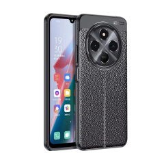 Microcase Xiaomi Redmi Poco M7 5G/Redmi 14C ile Uyumlu Leather Serisi Deri Efekt Silikon Kılıf - Siyah Al3337
