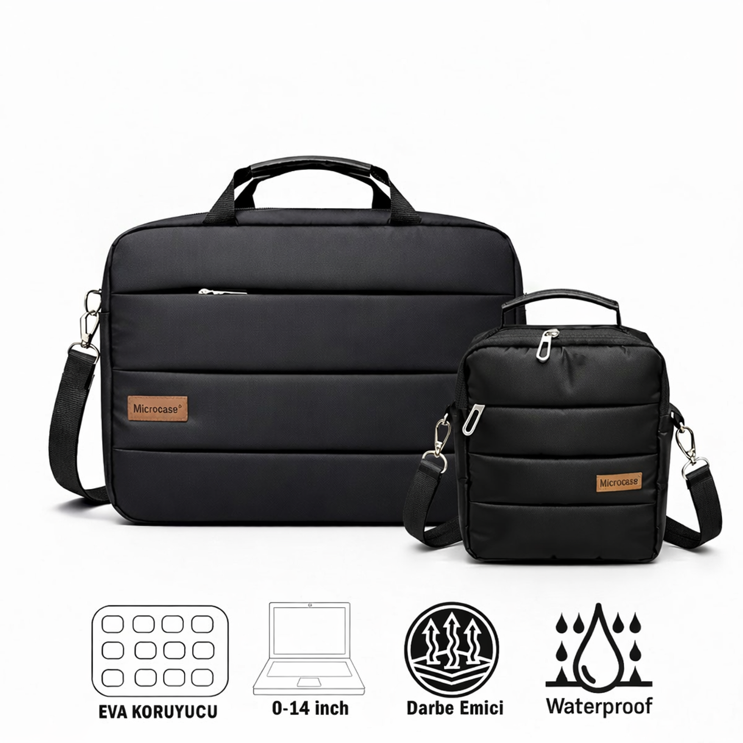 Microcase 2in1 Set Macbook Air 13 inch M3 2024 ile Uyumlu 14 inch Çanta + Omuz Askılıklı El Çantası AL5499