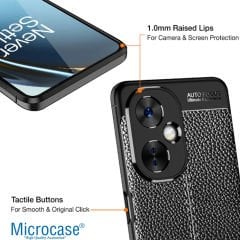 Microcase Oneplus Nord CE 3 Lite Leather Serisi Deri Efekt Silikon Kılıf - Siyah AL3337