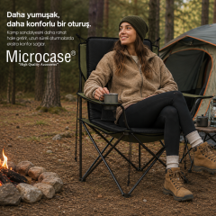 Microcase İple Sabitlemeli Katlanabilir Sırtlıklı Tasarım Kamp Sandalyesi Minderi Piknik Outdoor Balıkçılık 80x40 CM AL5565