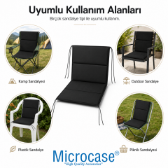 Microcase İple Sabitlemeli Katlanabilir Sırtlıklı Tasarım Kamp Sandalyesi Minderi Piknik Outdoor Balıkçılık 80x40 CM AL5565