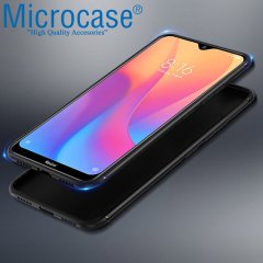 Microcase Xiaomi Redmi 8A Elektrocase Serisi Silikon Kılıf - Siyah + Tam Kaplayan Çerçeveli Cam