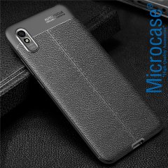Microcase Redmi 9A Leather Tpu Silikon Kılıf - Siyah