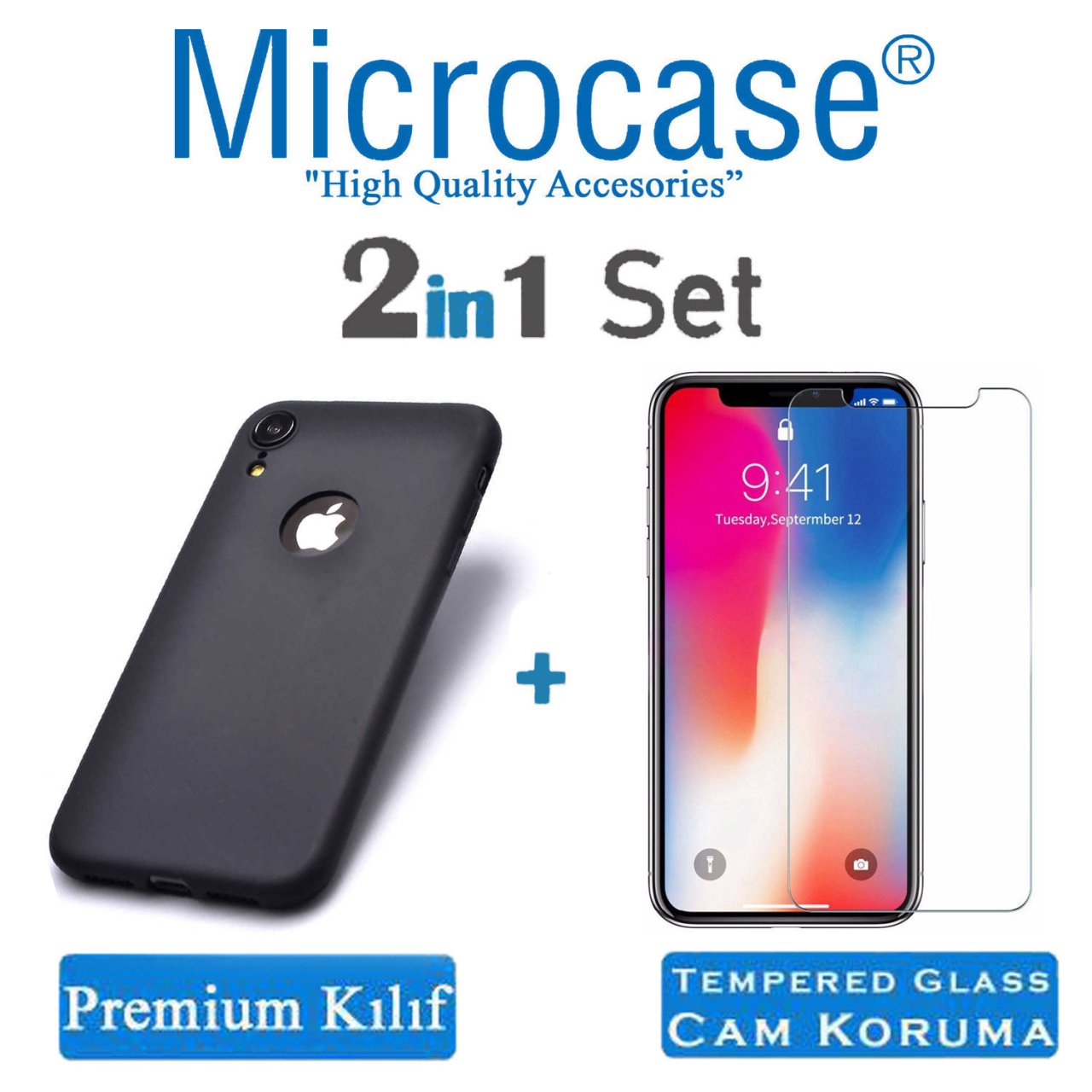 Microcase iPhone XR Premium Matte Silikon Kılıf + Ekran Koruma