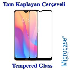 Microcase Xiaomi Redmi 8A Elektrocase Serisi Silikon Kılıf - Siyah + Tam Kaplayan Çerçeveli Cam