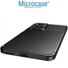 Microcase Xiaomi Redmi Note 11 Global Maxy Serisi Carbon Fiber Silikon TPU Kılıf - Siyah