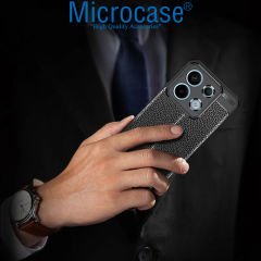 Microcase Xiaomi Redmi Note 13 / Note 13 Pro 5G Global Leather Serisi Deri Efekt Silikon Kılıf - Siyah AL3337