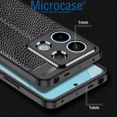 Microcase Xiaomi Redmi Note 13 / Note 13 Pro 5G Global Leather Serisi Deri Efekt Silikon Kılıf - Siyah AL3337