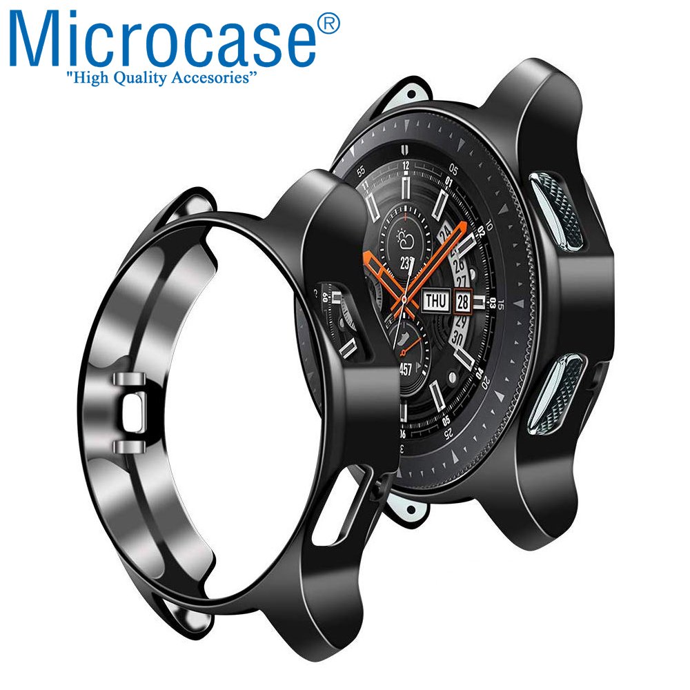 Microcase Samsung Galaxy Gear S4 42 mm Önü Açık Tasarım Silikon Kılıf - Siyah