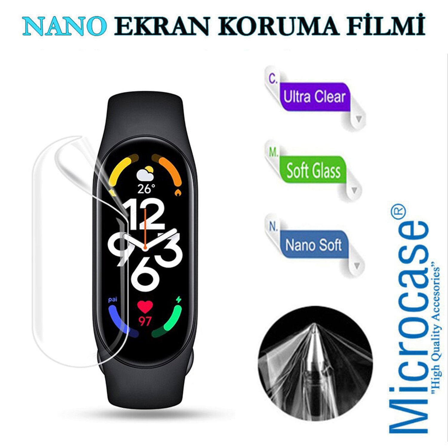 Microcase Xiaomi Mi Band 7 TPU Ekran Koruma Filmi - Şeffaf