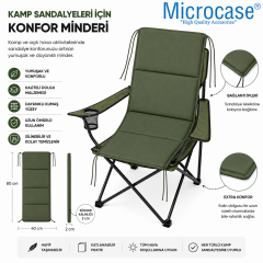 Microcase İple Sabitlemeli Katlanabilir Sırtlıklı Tasarım Kamp Sandalyesi Minderi Piknik Outdoor Balıkçılık 80x40 CM 2 Adet AL5565